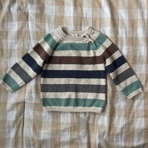 H&M Cream and Green Striped Sweater